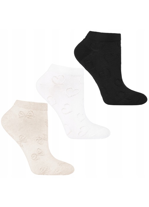 Sosete dama, Moraj, set 3-pari, 35-38, design delicat, material moale si respirabil