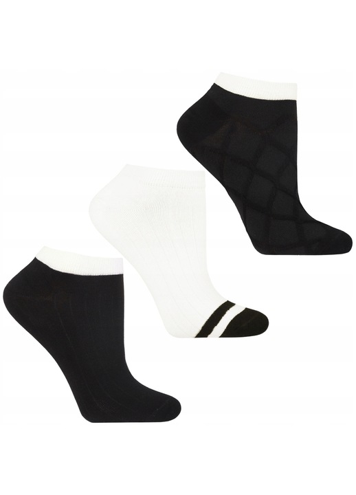 Sosete dama Moraj, set 3dwqfwq, Alb | Negru, 35-38