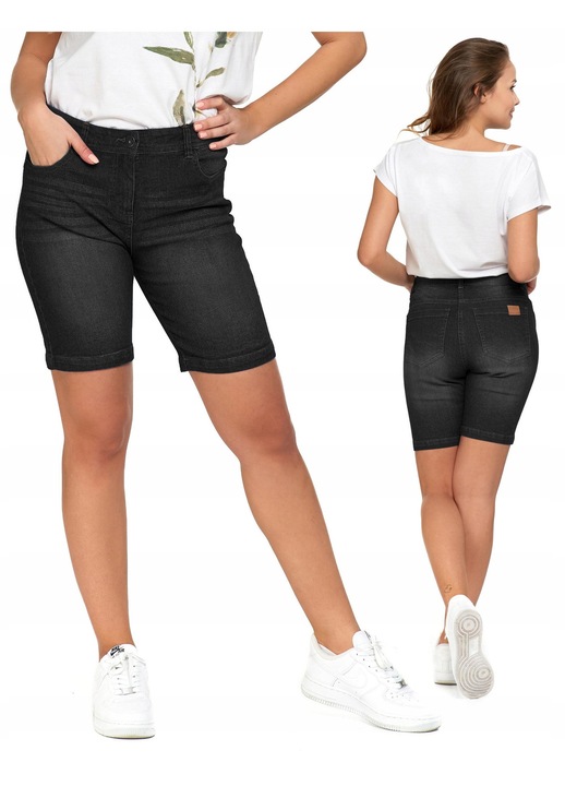 Blugi scurti dama, Moraj, Negru, Bumbac/Poliester, S INTL