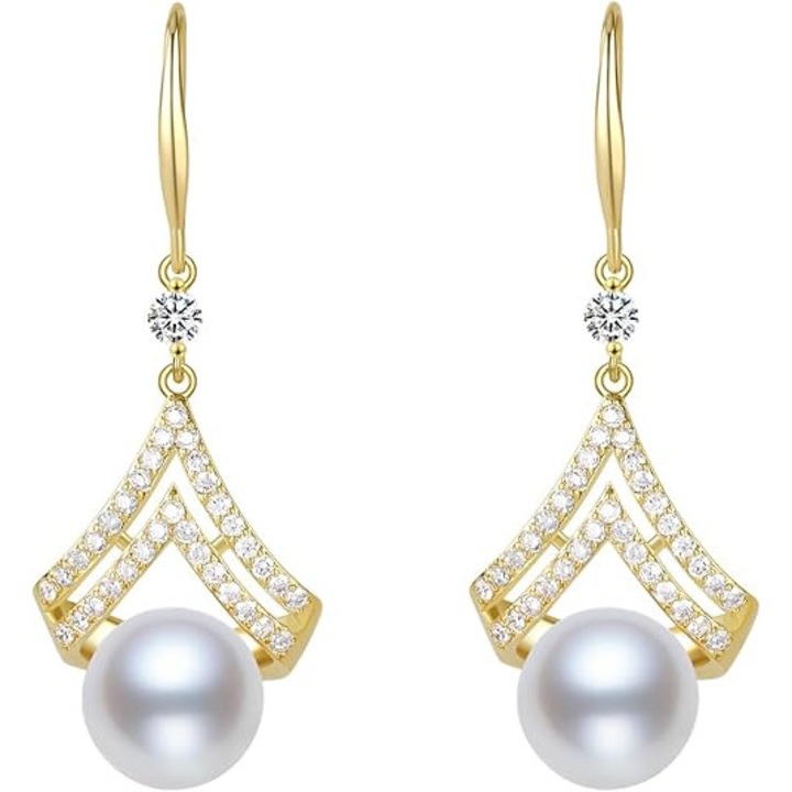 Cercei cu perle pentru femei, cercei delicati cu perle de aur de 14K, cadouri de bijuterii la moda pentru femei