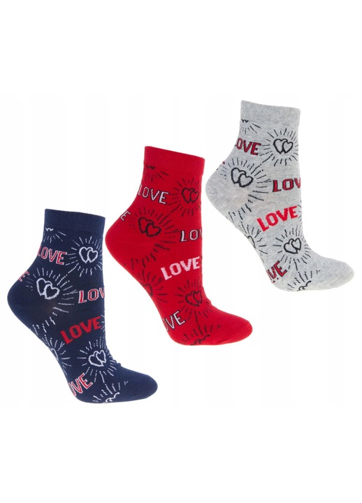 Sosete dama 3/4, set 3 perechi, Moraj, mix culori, 35-38