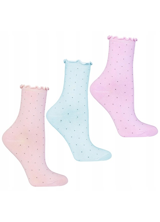 Sosete dama Moraj set 3-pak, inaltime mare, cu volan, multicolor, 38-41