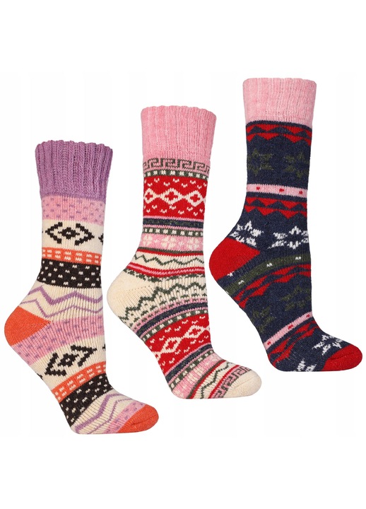 Sosete dama, Moraj, 3-pak, termo, 35-38