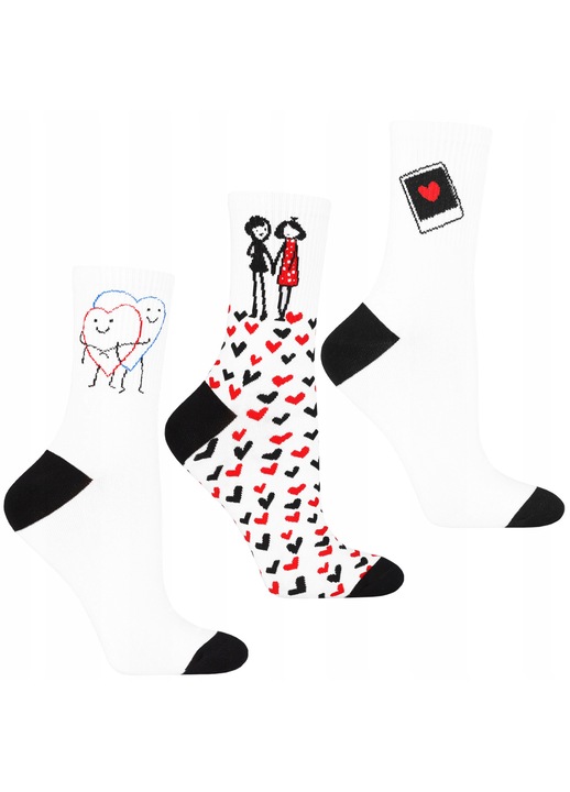 Női zokni, Moraj, 3-as csomag, szívecskés, 35-38