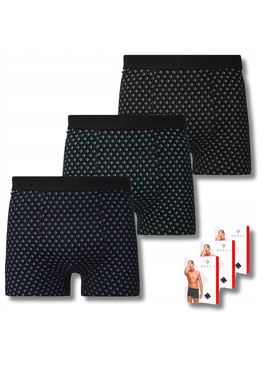 Boxeri barbati, Moraj, set 3 bucati, bumbac, eleganti