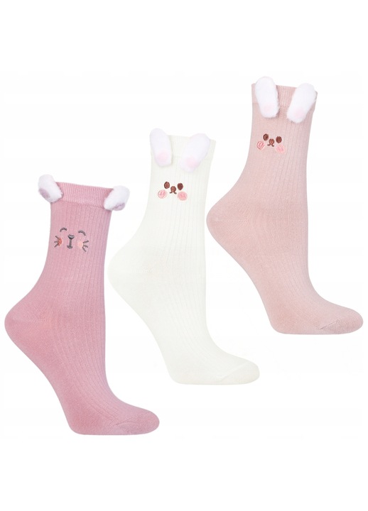 Sosete dama set 3 piese, Moraj, 35-38, design cu labe de caine, material moale si elastic