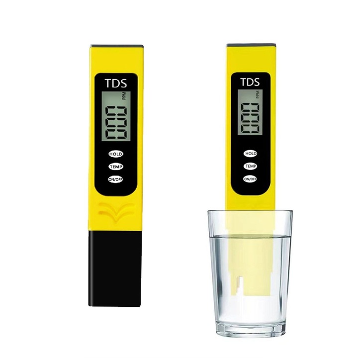 TDS IPSTYLE víztisztaságmérő, digitális LCD kijelző, mérés 9999 ppm-ig, elemes tápellátás