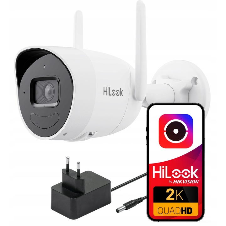 Camera supraveghere HiLook IPC-B140HA-D/W, 4MP, audio bidirectional, alb, 17.5x7.3x8.9cm