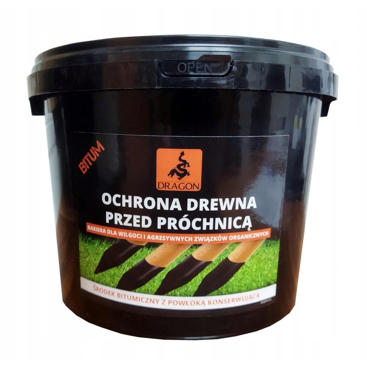 Solutie de protectie a lemnului, Dragon, emulsie bitumica, 3L, negru