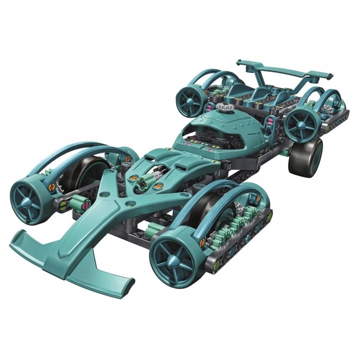 Set de constructie, Clementoni, model de masina de curse supersonica, 2 in 1, cu instructiuni ilustrate, 8+