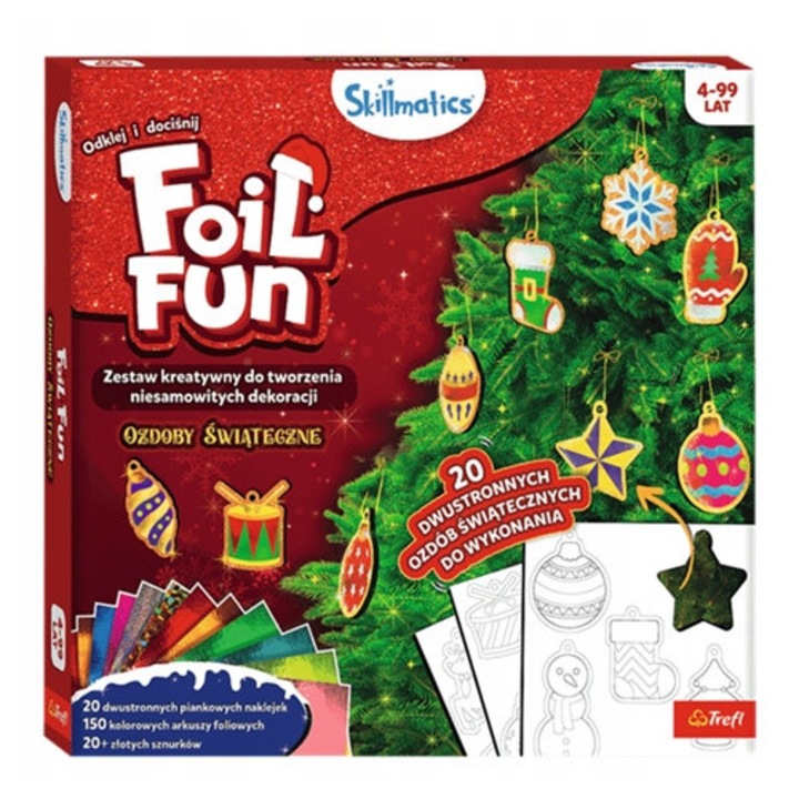 Set creativ Trefl Foil Fun, 20 decoratiuni, multicolor, 4+