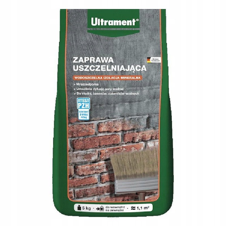 Tömítőhabarcs, Ultrament 5kg, cement-szürke, vízálló, cement-szürke színű