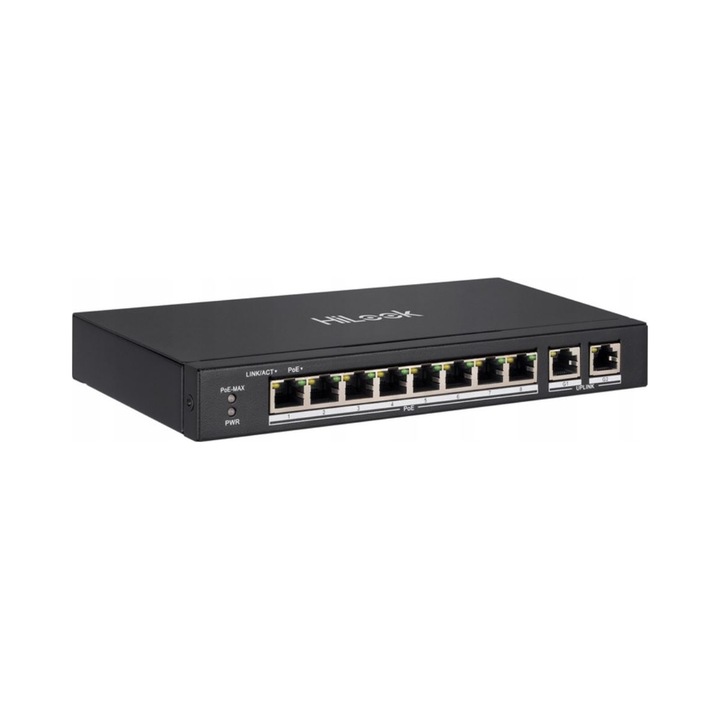 Switch PoE 8+2 HIKVISION NS-0310P-60 60W, 4 Porty PoE Fast Ethernet, 2 Porty LAN Gigabit, 217.6x27.8x103.35mm