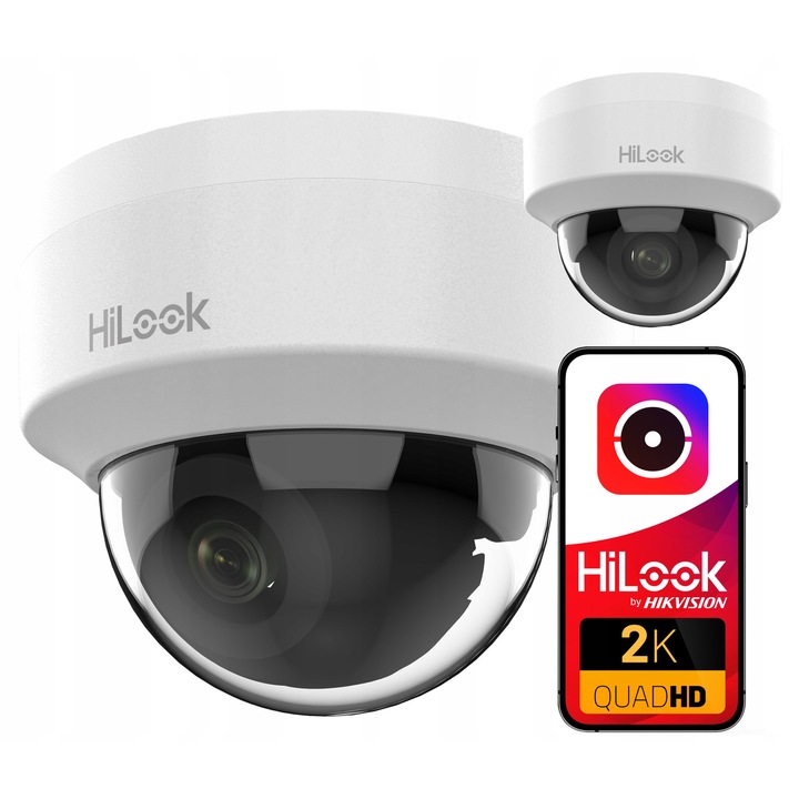 Camera IP 4MPx HiLook, 2,8mm, IR 20m, PoE, dimensiuni 110.8x85.2mm, utilizare interna