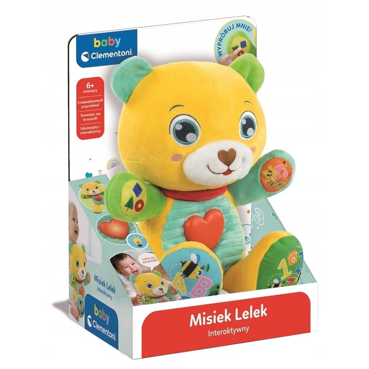 Интерактивна играчка, Clementoni, Говорещо мече, 5 бутона, жълто, 6м+