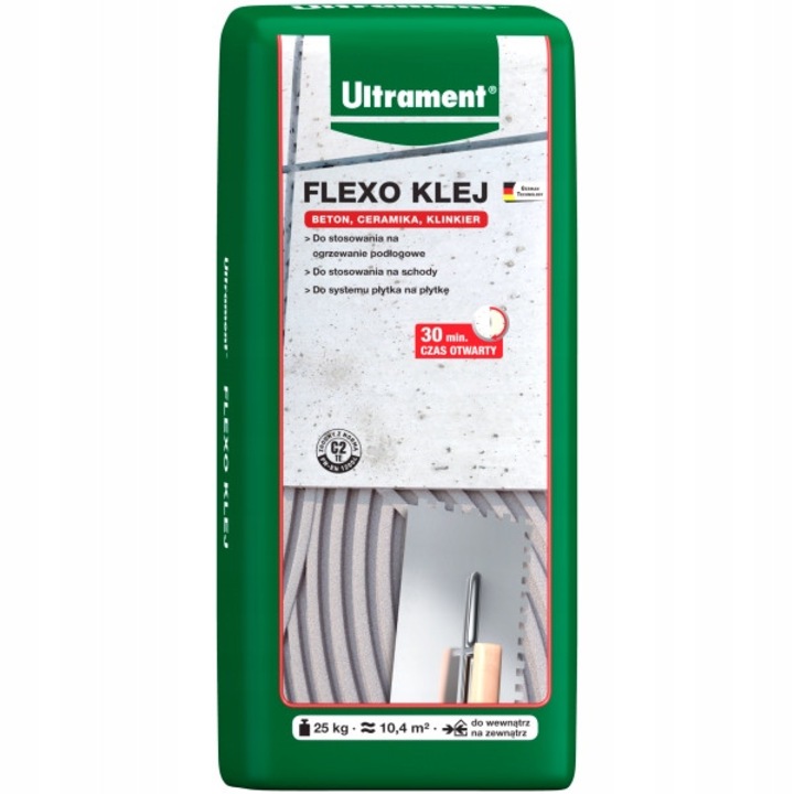 Ultrament Flexo Klej ragasztó 25 kg, kerámia és betonlapokhoz, víz- és fagyálló