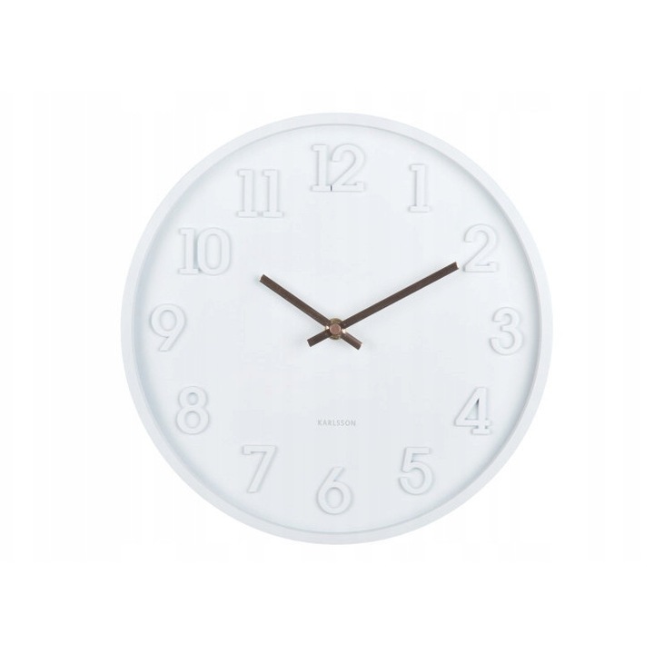 Ceas de perete CALMA, alb, 30cm, mecanism silentios