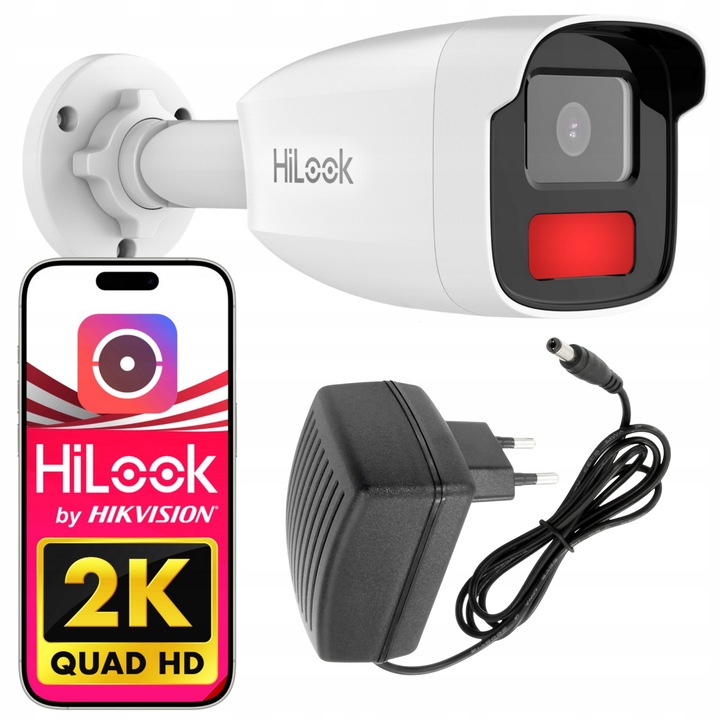 Camera IP HiLook IPCAM-B4-50IR, 4MPx, IR 50m, alimentator inclus, rezistenta la apa, 2,8mm