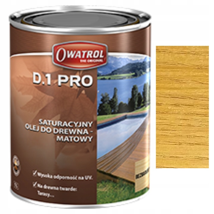 Ulei de impregnare pentru lemn cu protectie UV, Owatrol D1 PRO 2.5L, culoare Honey gold