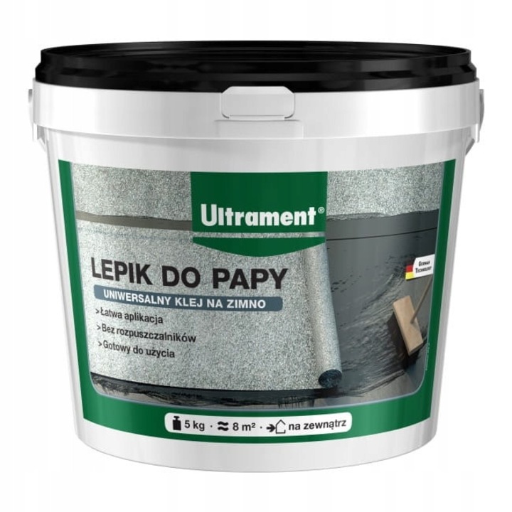Ultrament bitumenes ragasztó, 5L, beton, fa felületekre, +10C feletti hőmérsékletnek ellenálló