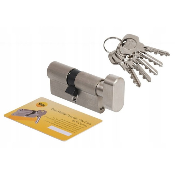 Cilindru Yale 35x65mm, satinat, 6-zastavkov, set cu 5 chei