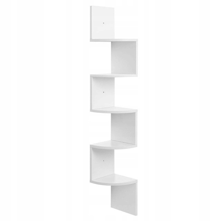 Raft de colt suspendat pe perete, pentru living 127 cm Alb Mat