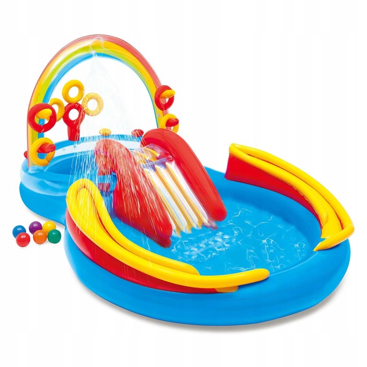 Надуваема детска площадка Intex Rainbow, 297x193x135 см, капацитет 206+175 л, за деца 3+