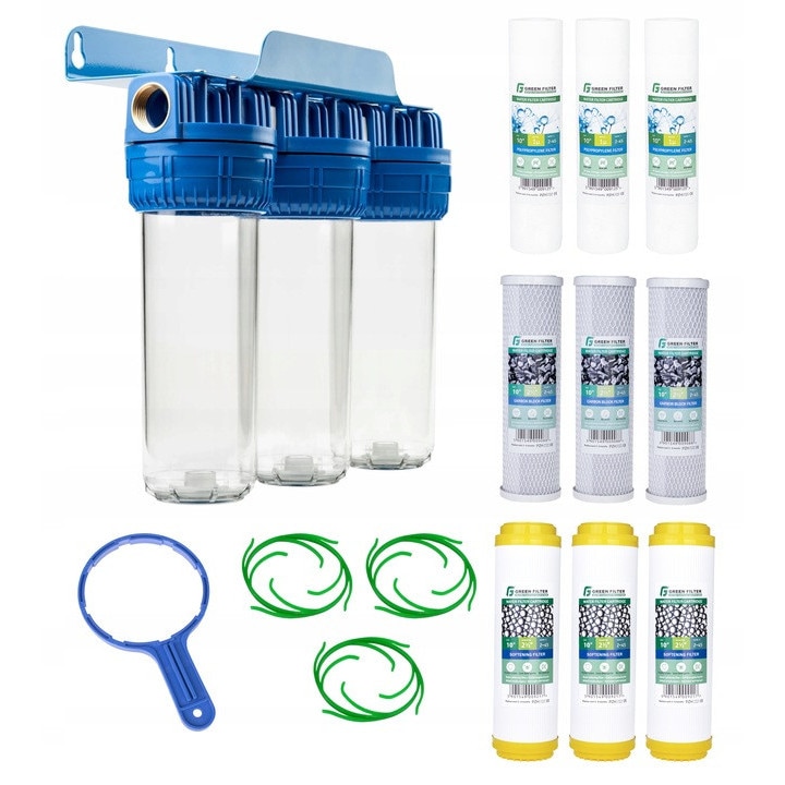 Sistem filtrare Green Filter, set 3 trepte, inlocuire piatra activa, 1"