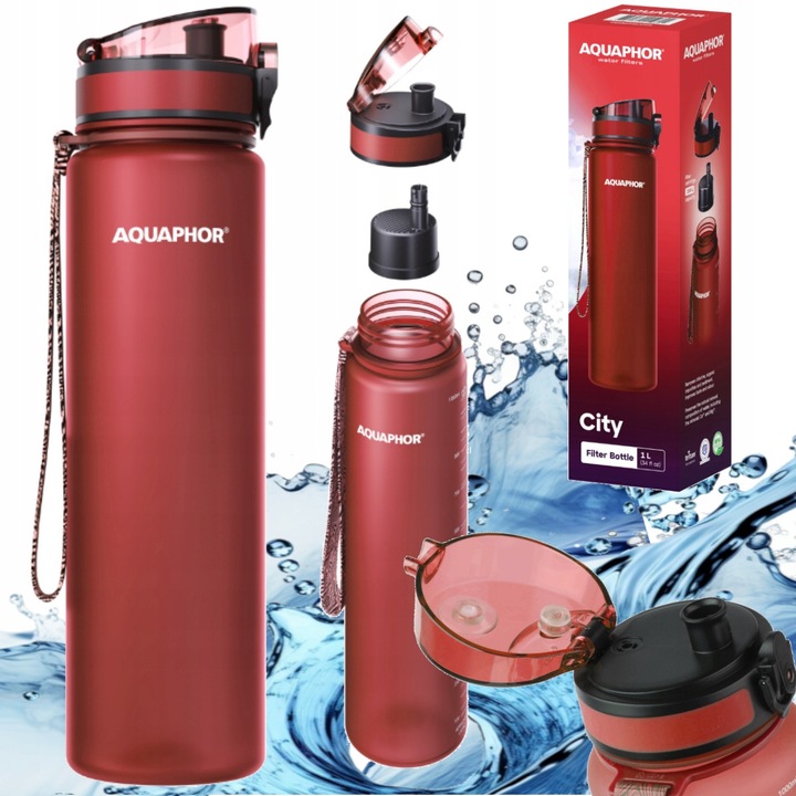 Bidon filtrant Aquaphor City 1l, rosu