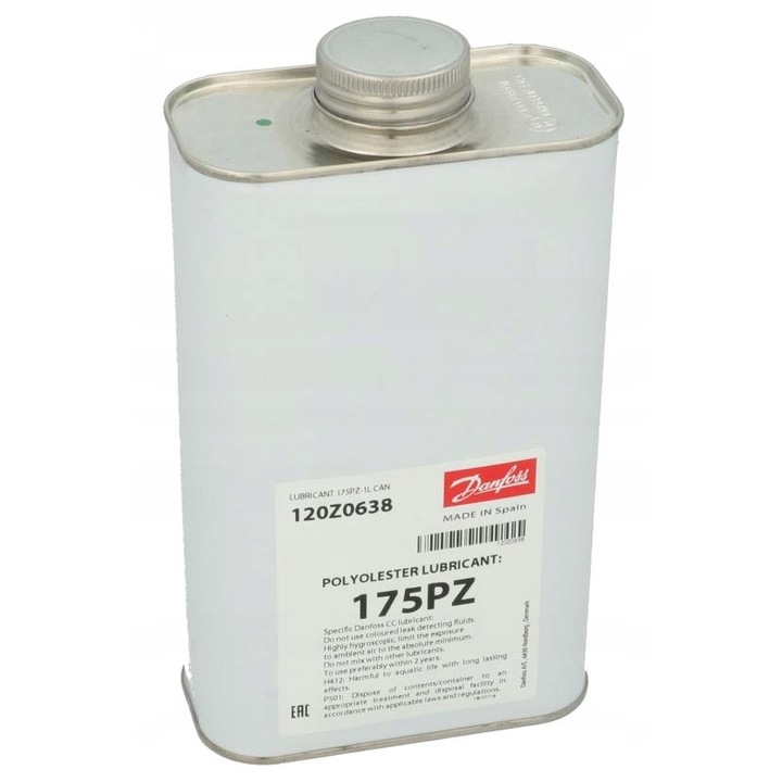 Danfoss 175PZ észter hűtőolaj, 1L, kompatibilis R404A, R452A, R507, R134a, R407A, R407C, R407F, R448A, R449A, R513A hűtőközegekkel