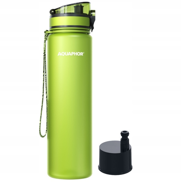 Aquaphor City szűrős kulacs 0,5 L zöld, tisztítókefével, 28,5x7,5cm