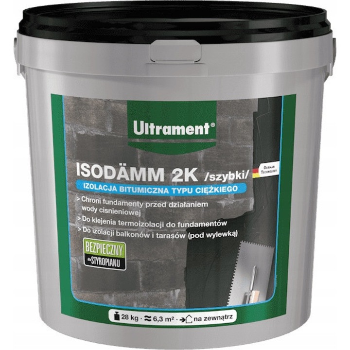 Tratament hidroizolant bituminos ISODAMM 2K 28 kg, flexibil, rezistent la apă