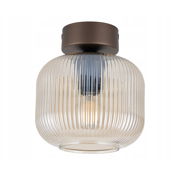 Полилей TK-Lighting, оребрено стъкло, кафяв