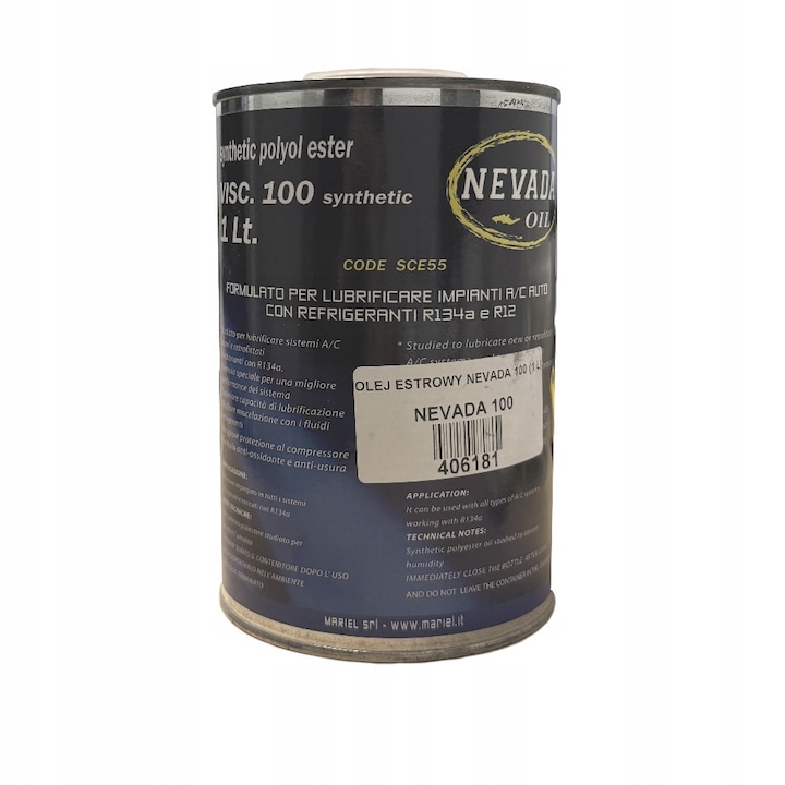 Ulei esteric Nevada 100 SCE55 1l pentru sisteme de climatizare R134a, proprietati excelente la temperaturi extreme