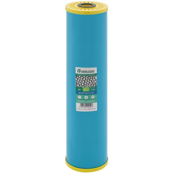 Filtru de apa, Green Filter, 20'' Big Blue, 4 1/2'', eficient in reducerea calcarului, atestat PZH