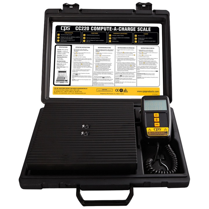 Cantar electronic pentru climatizare CPS CC220, capacitate 100 kg, display LCD, 223x223mm