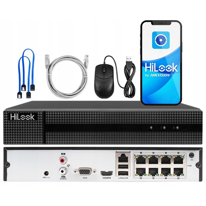 IP рекордер NVR-8CH-5MP/8P Hikvision, 8 канала, 8Mpx, PoE, 265x225x48mm