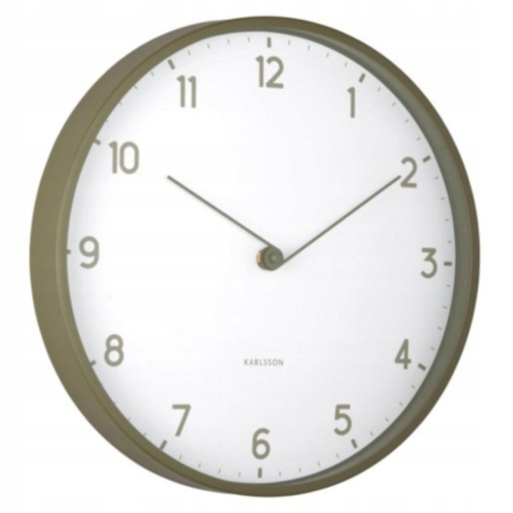 Ceas de perete SENCILLEZ, verde militar, 30cm, design minimalist, mecanism silentios