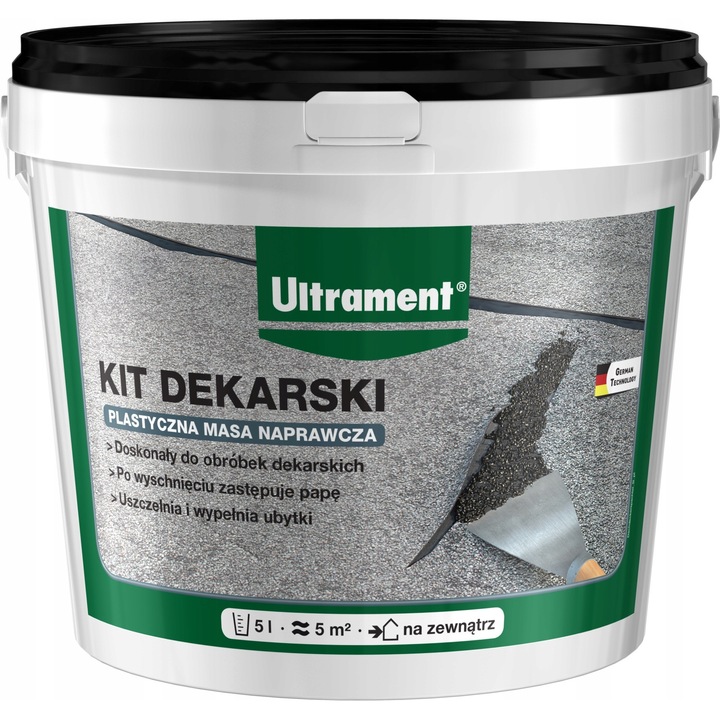Kit de reparare bituminos Ultrament 5L, negru, pentru acoperisuri si terase, impermeabil, rezistent la intemperii