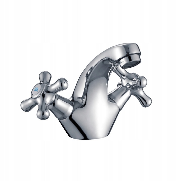 Смесител за мивка Duro Retro, с две ръкохватки, с фиксиран чучур, антиваровик, 90oC