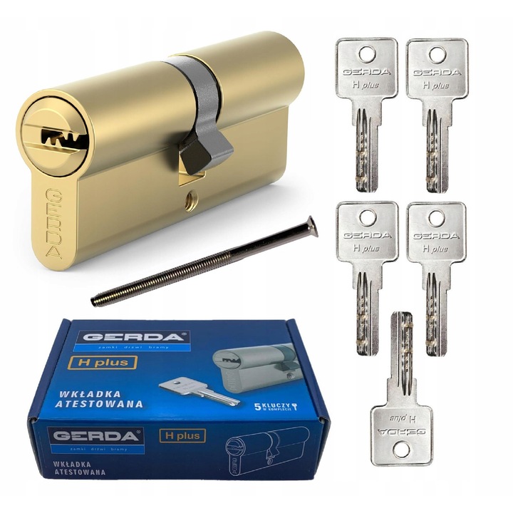Lacat Gerda H Plus, 30x40 mm, 6 pini, set cu 5 chei