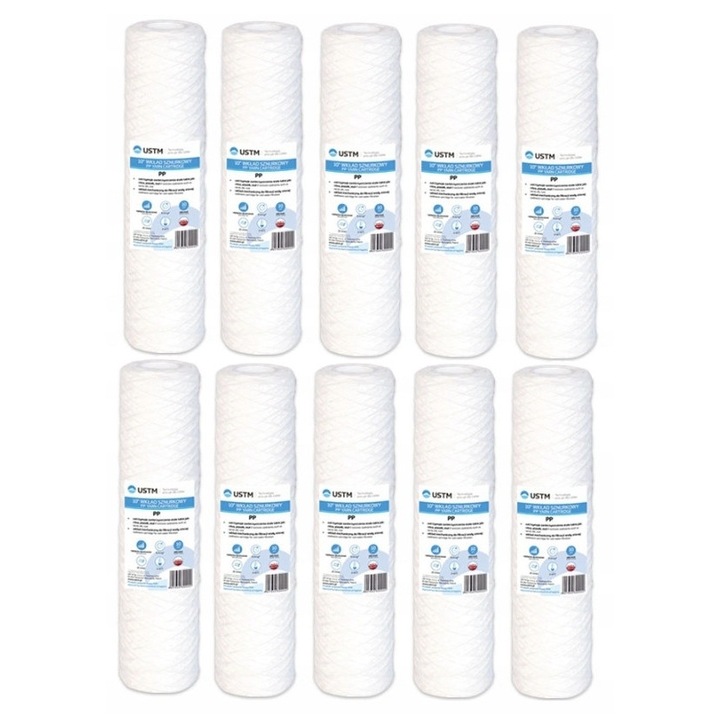 Set 10 bucati Filtru apa Sznurkowy 5 Micron UST-M, 255x55mm, filtrare eficienta, durabilitate 6 luni