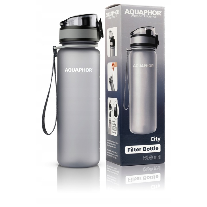 Aquaphor City szűrős palack szett 2 x 0,5l, szürke és zöld, 500ml kapacitás