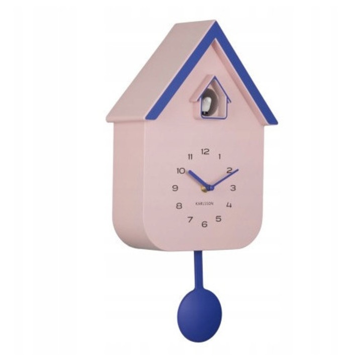 Ceas decorativ, Karlsson, Zegar stiintific cu cuc, roz, cu pendul