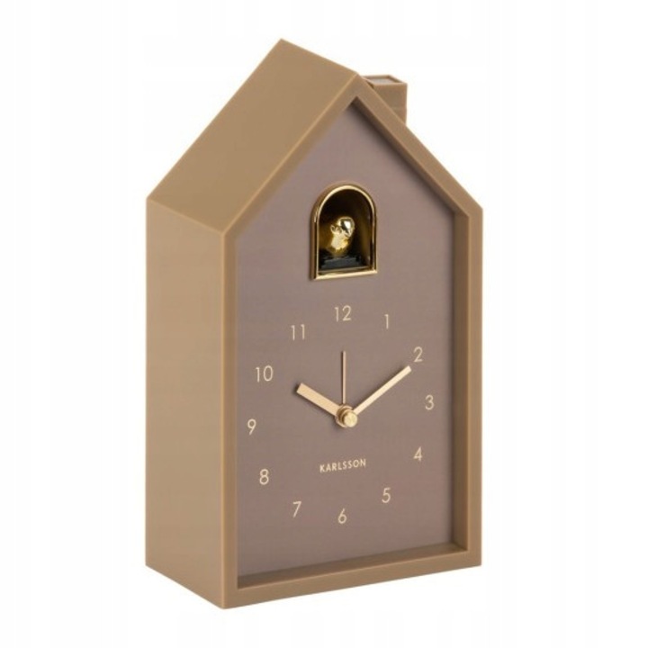 Kakukkos ébresztőóra, MODERN CUCKOO ORO, modern design, bronz szín, 11,5x6x20cm