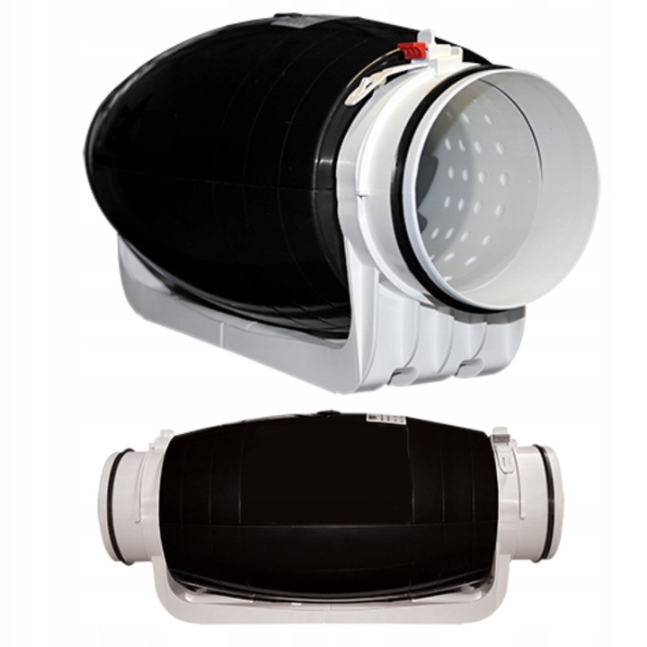 Ventilator canalizat Lindab Silent 150/160, 530 m3/h, 31 dB, 220-240 V, montaj vertical si orizontal, alb/negru