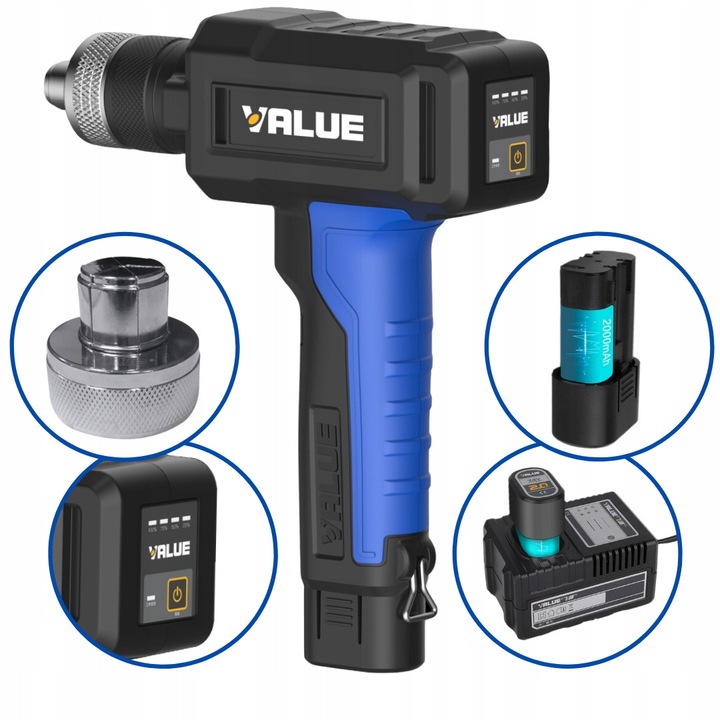 Expander cu acumulator VALUE VTE-29D, 7 capete, 3/8"-1-1/8", 209x67x249mm, albastru/negru