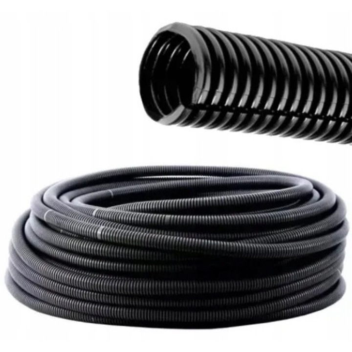 Rura karbowana tehnica AKS Zielonka PE-M 20mm, 25m, neagra, rozcita