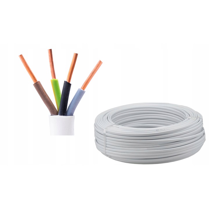 Cablu electric YDY 4x2,5mm2 450/750V, alb, 10m