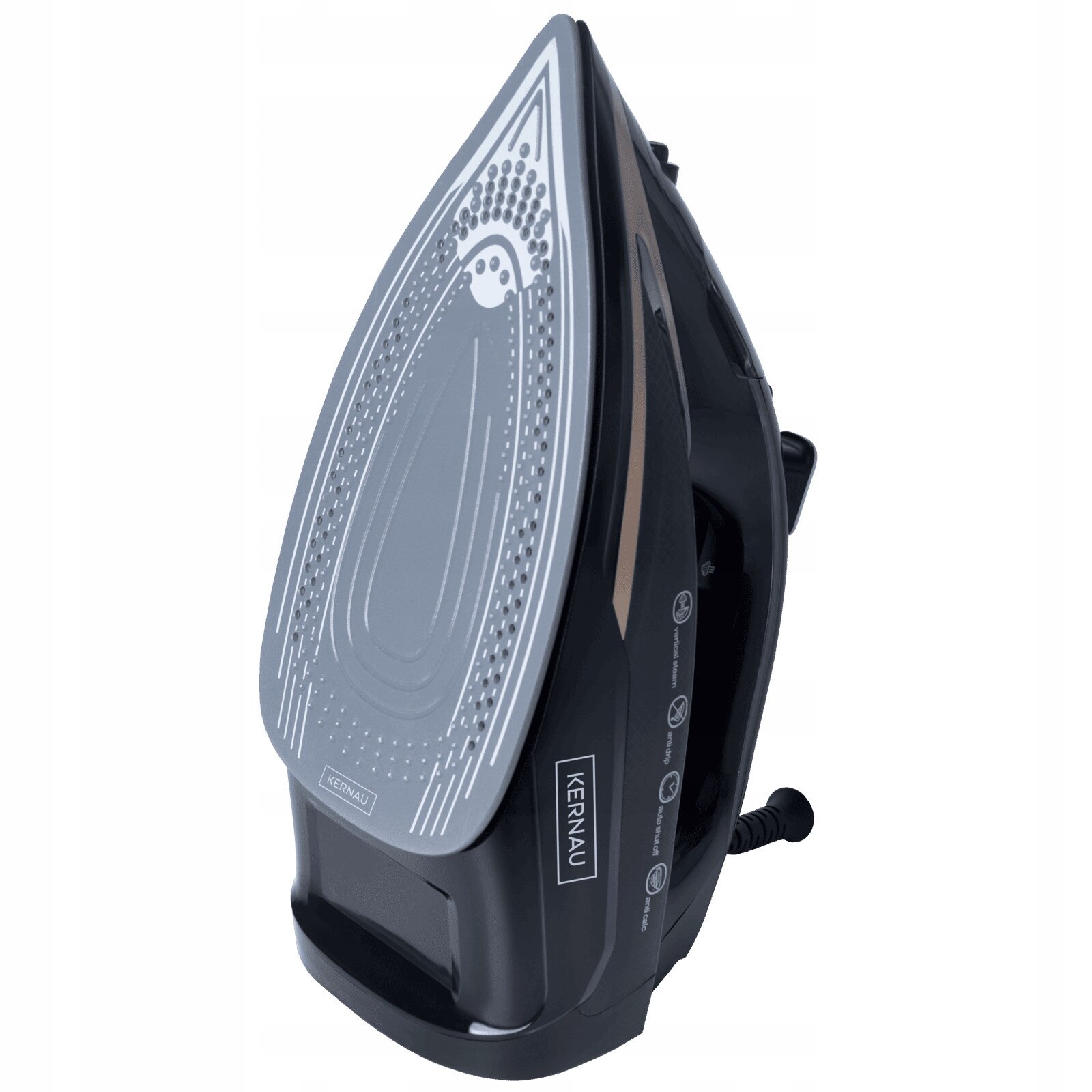 Fier de calcat cu abur Kernau KSSI 2802 C, 2800W, 450ml, talpa ceramica, negru si roz aurie